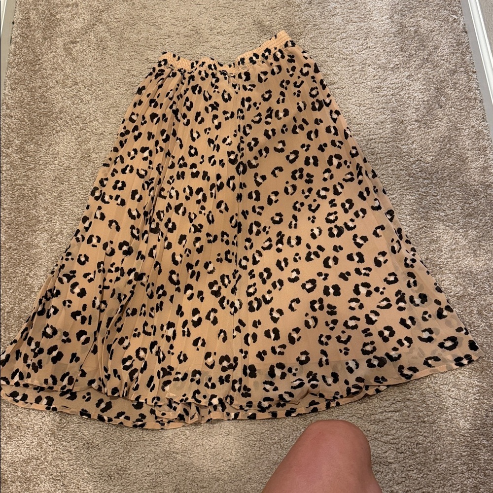 Leopard Print A-Line Skirt - Tan & Black